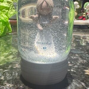 December birthstone  Snow Globe with Angel Figurine